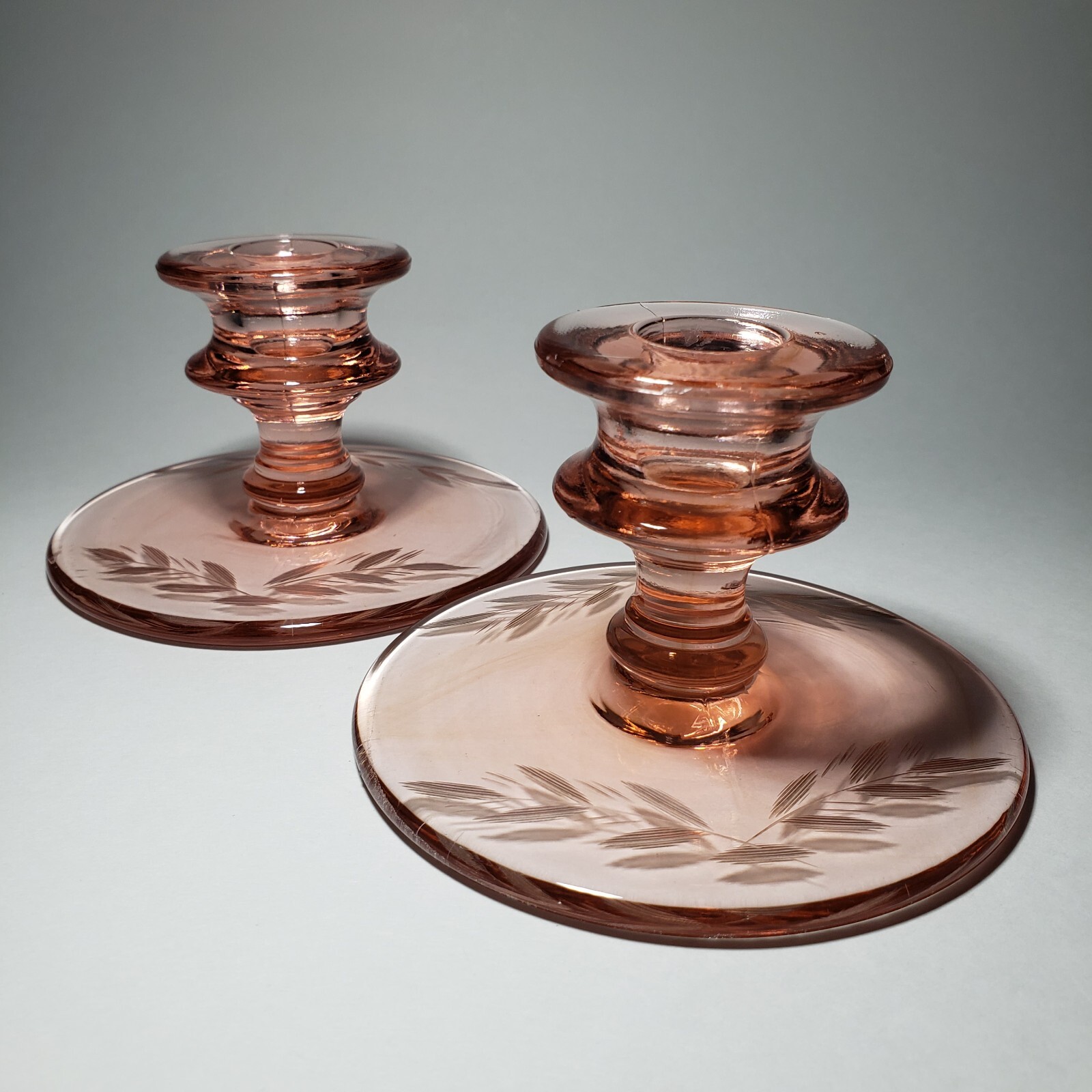Set Of 2 Large 5" Base With Cut Floral Design