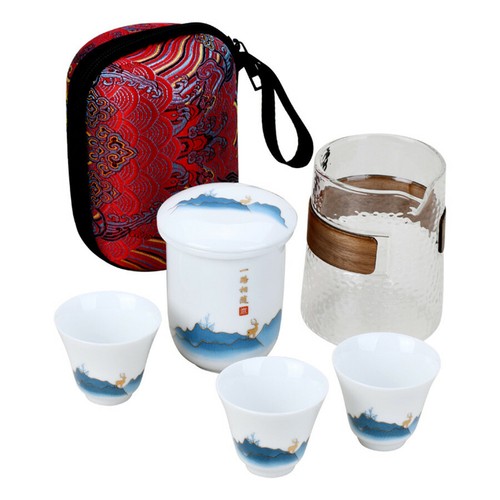 Portable Tea Set Ceramic Kung Fu Gongfu Tea Cup Teapot Set Storage bag - Bild 1 von 19