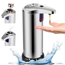Touch-Free Rechargeable Soap Pump Dispenser Auto Handfree Sensor Stainless 280ML