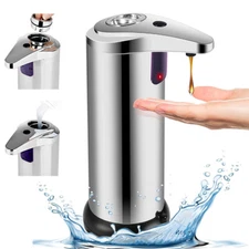 Touch-Free Rechargeable Soap Pump Dispenser Auto Handfree Sensor Stainless 280ML