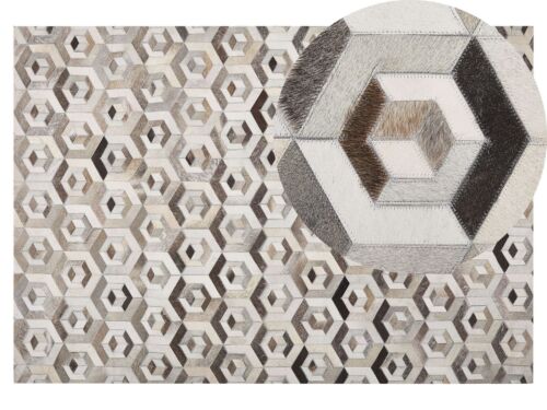  Moderner Leder-Teppich Patchwork beige/braun 140 x 200 cm Tavak  - Bild 1 von 9