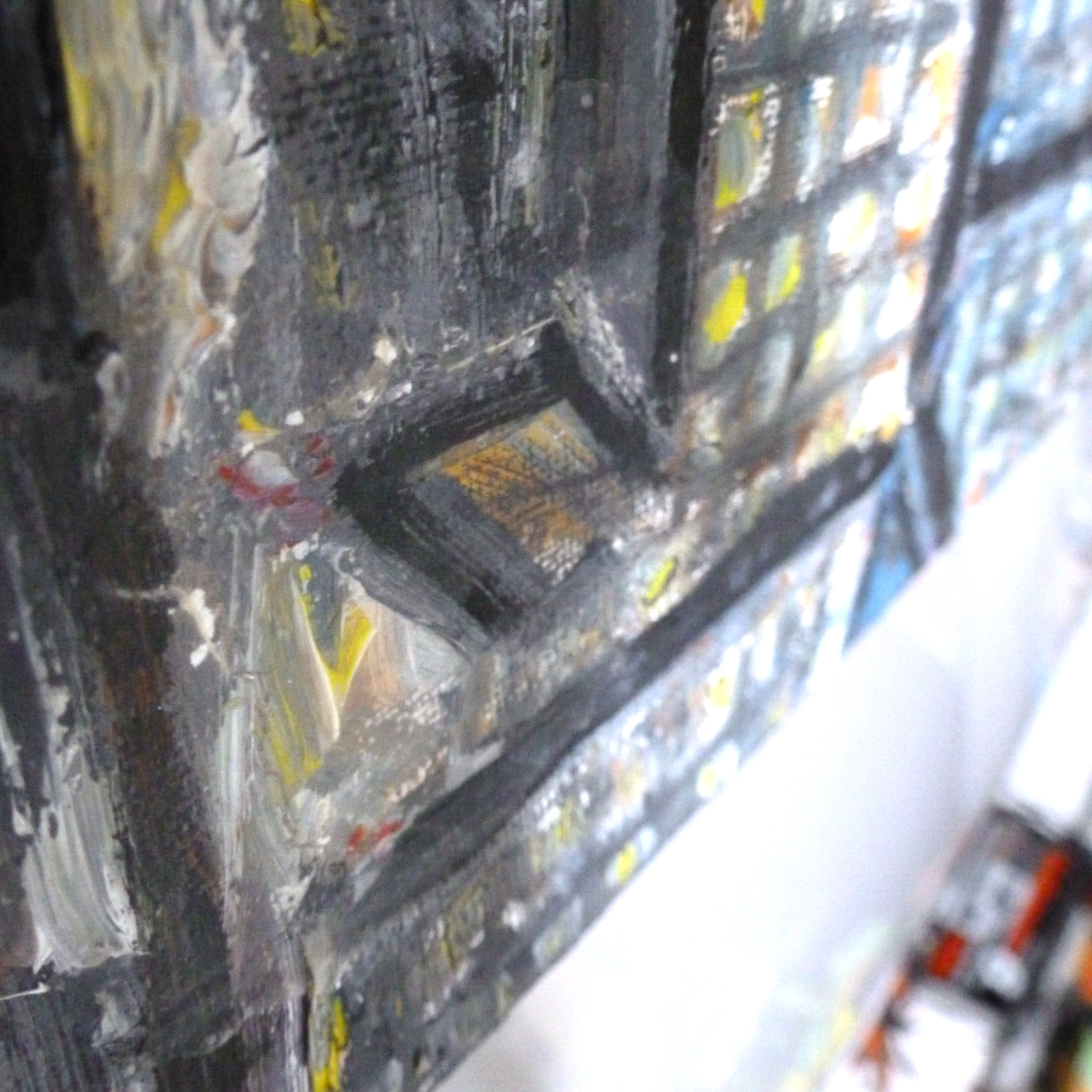 TOKYO NIGHTS 16x20 city lights original small repair oil painting signed Crowell