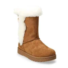 SO Abigail Women's Faux-Fur Tall Winter Boots Chestnut Size 9.5 Shearling Style