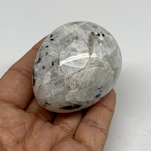 152.7g, 2.2"x1.8", Natural Gemstone White Rainbow Moonstone Egg, B34416 - Picture 8 of 12