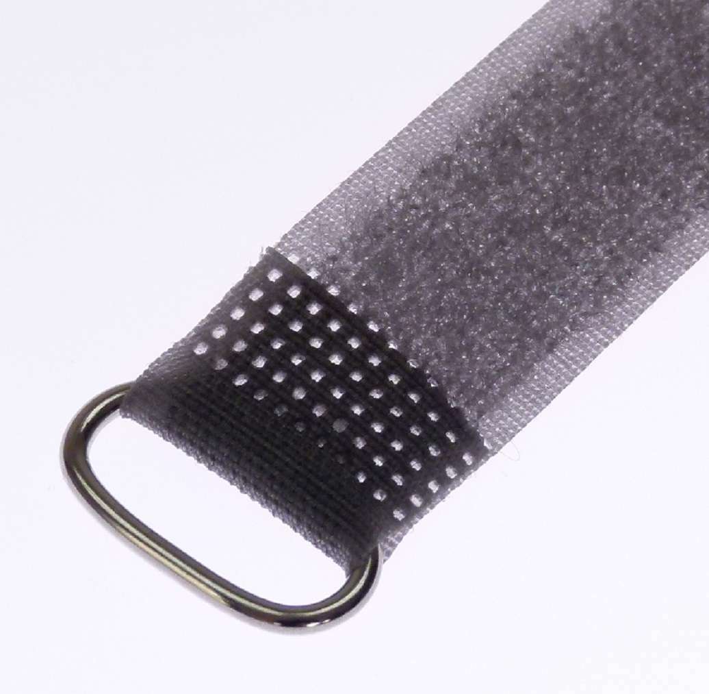20x Wiederverwendbare Klett-Kabelbinder | 20 Cm Lang, 20 Mm Breit | Blau/schwarz | Mit Metallöse