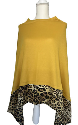 New with Tags STYLINE Women's Soft  Mobwife Animal Print and Gold  Poncho Shawl