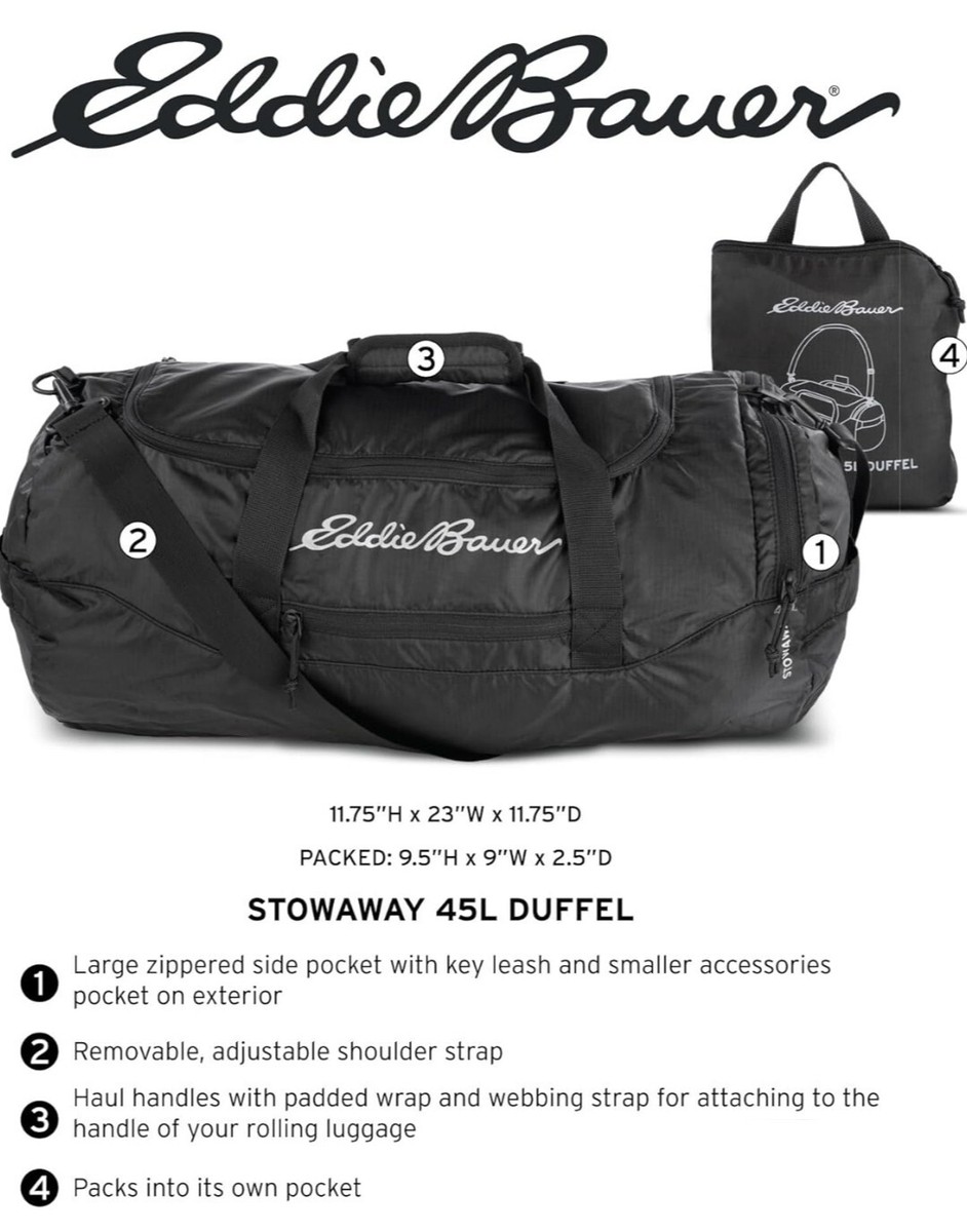 Sac De Voyage Eddie Bauer Noir - Valise De Sport, Neuf Sans étiquettes