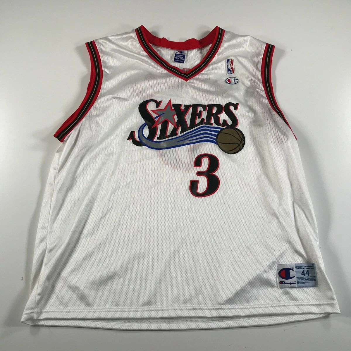 ShopExile Vintage Allen Iverson Jersey Champion Sixers Shirt Basketball Jersey 76ers Jersey Throwback NBA 90s Champion Retro Sports 44 Large