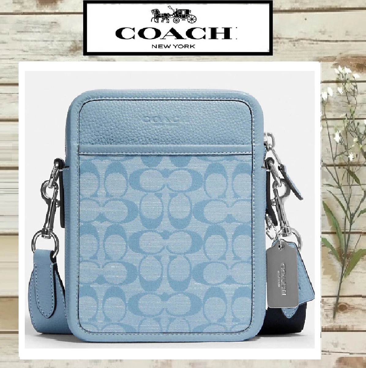 NWT Coach SULLIVAN CG996 Signature Chambray & Leather