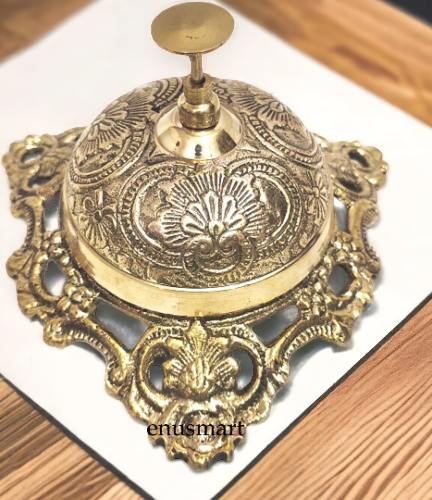 Brass Table Desk Bell Antique Vintage Brass Hotel Service Reception ...