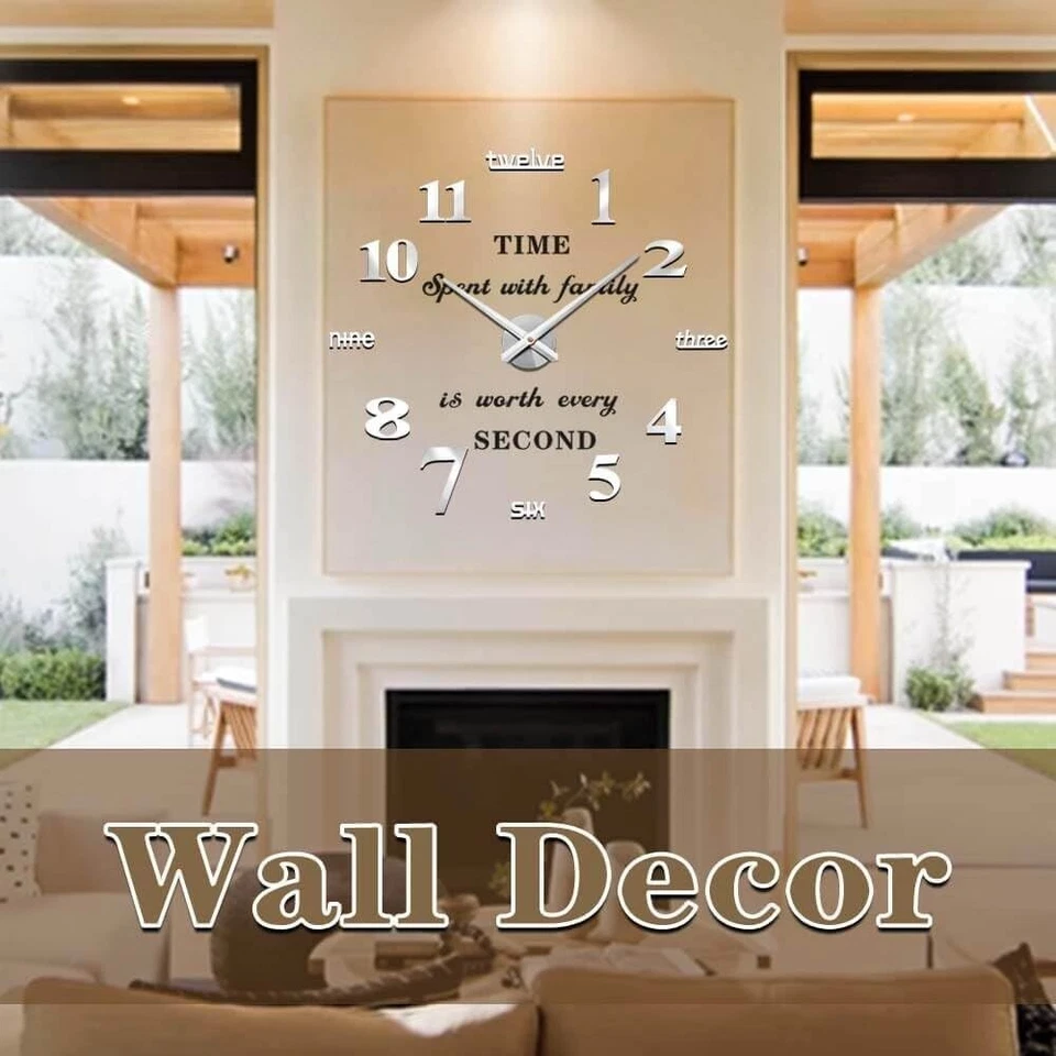 Reloj 3D Hágalo Usted Mismo Negro De Pared Decorativo Decoraciones Para El Hogar Salas La Casa Foto 2 de 4