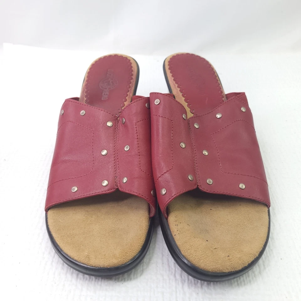 Zapatos de tacón de cuña de cuero rojo Duck Head sin cordones para mujer talla 6,5 Foto 2 de 4