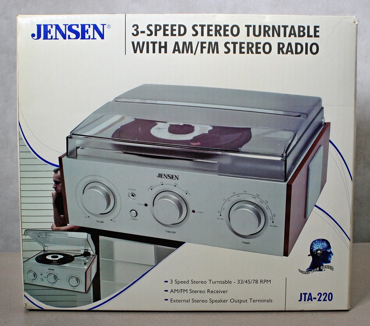 格安販売の JENSEN JTA220 3Speed Turntable with AM FM Receiver Stereo