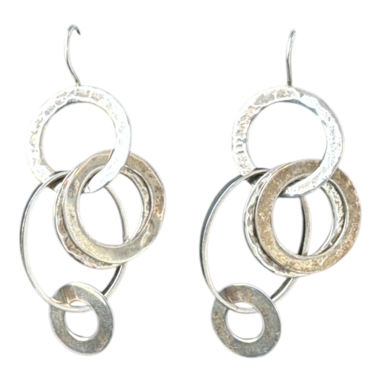 Sterling Silver Interlocking Circle Hoop Dangle E… - image 4