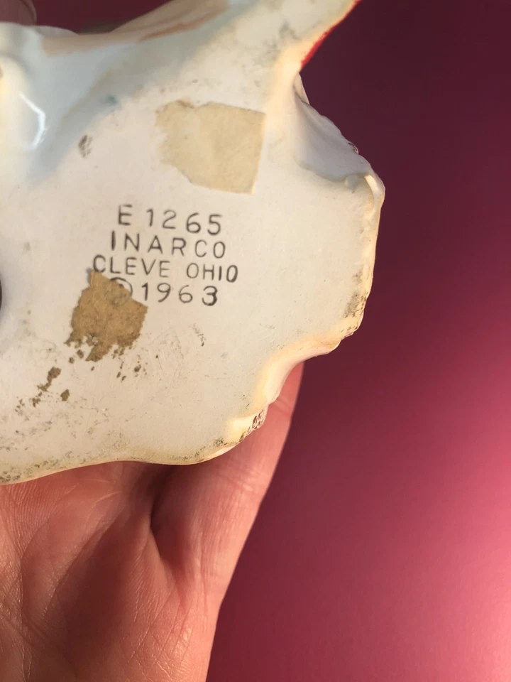 Estatuilla de niña de Navidad vintage Inarco Big Bow Poinsettia Ohio 1963 Foto 4 de 4