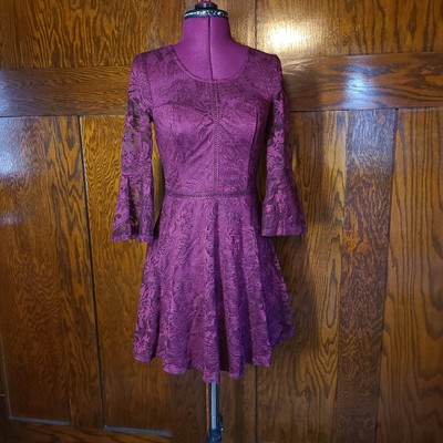BCX Formal Dress Junior Size 5 Burgundy Lace