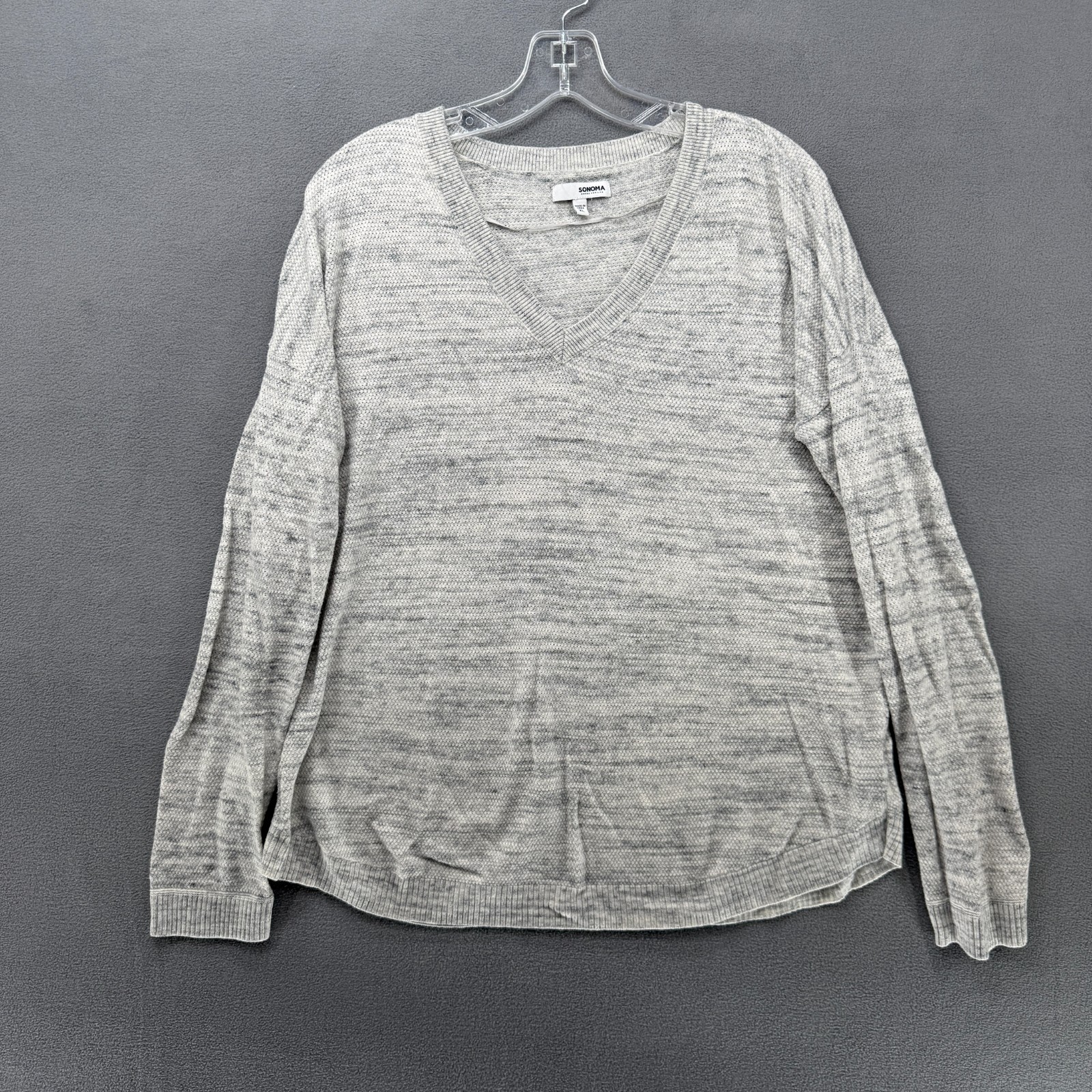 Sonoma Sweater Womens XL Heather Gray V-Neck Long Sleeve Pullover Outdoor