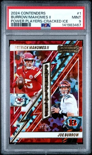 2024 PANINI CONTENDERS POWER PLAYERS JOE BURROW PATRICK MAHOMES II 22/25 PSA 9