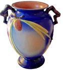 VINTAGE ROSEVILLE POTTERY BLUE PINE CONE TWO HANDLED URN VASE #844-8