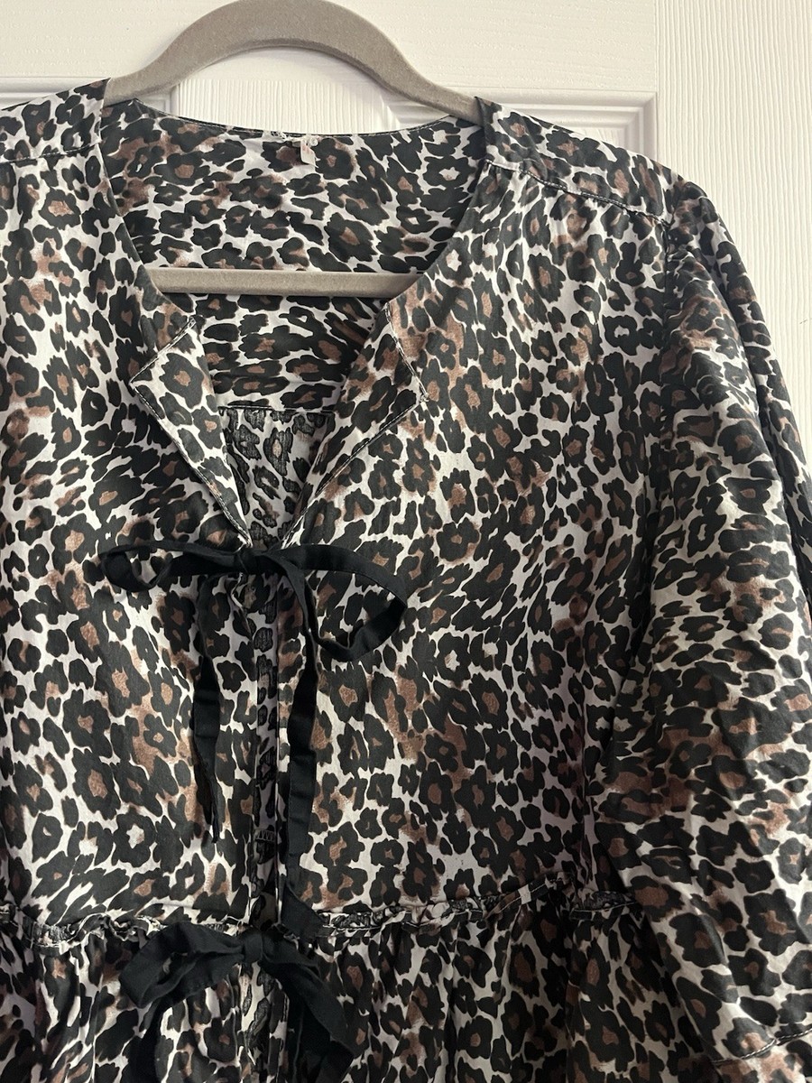 Fabulous Free People Brunch Babe Leopard Top XL View 3