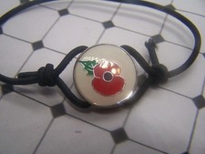 BRACCIALE, PAPAVERO, VETRO, SMALTO, ELASTICO