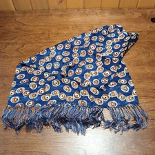 Silky Fashion Scarf Navy Geo Abstract Fringe 42X12 Rectangle Career Artsy