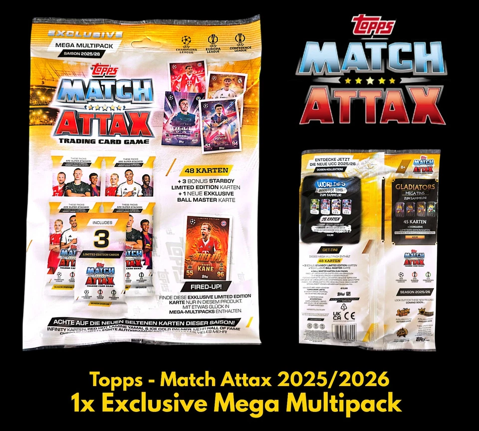 Topps Champions League Match Attax 2025/26 – 1x MEGA MULTIPACK - 2025 2026 -UCC