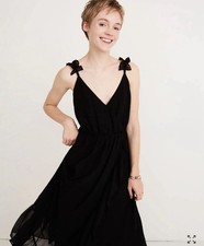 Madewell Ruffle-Strap Wrap Chiffon Skirt Black Maxi Dress Sz 0 Special Occasion