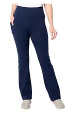 Denim & Co. Women's Active Stretch Lightly Plain Seam Boot Pants Navy