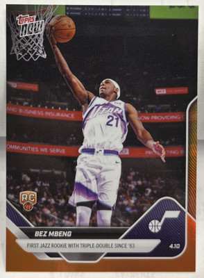 Bez Mbeng 2025-26 Topps Now NBA Jazz RC with Triple-Double#251 Orange Foil #d/25