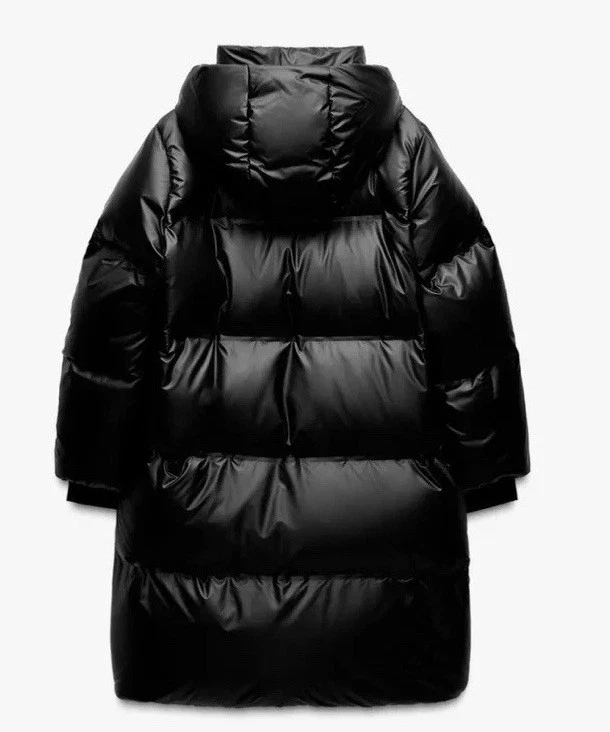 Zara Water Repellent Puffer Coat Zw Collection Black Size Ref 5320/043 - Image 3 of 4