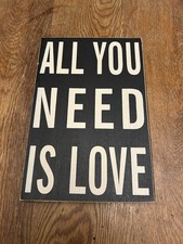All You Need is Love Brown Wooden Hardboard Wall Sign Beatles Lennon  30x20cm  