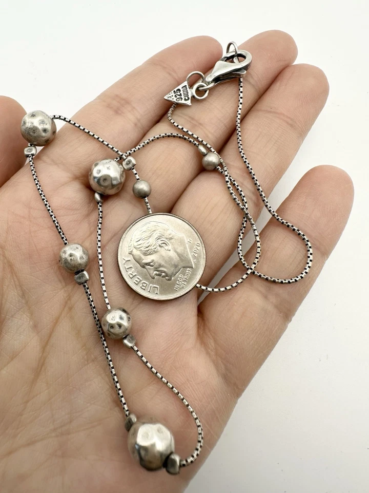SILPADA 925 STERLING SILVER HAMMERED BALL BEAD NECKLACE 16” - Image 2 of 4