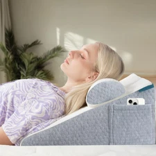 TEXSTEAD Wedge Pillow with Extra Bolster, Bed Wedge Pillow for Sleep Apnea, A...