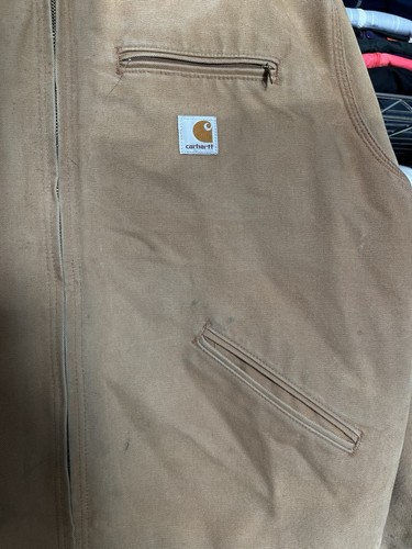 Vintage Carhartt Detroit J01 BRN Kurtka Rozmiar 50 XL Koc Podszewka Made In USA - Zdjęcie 4 z 8