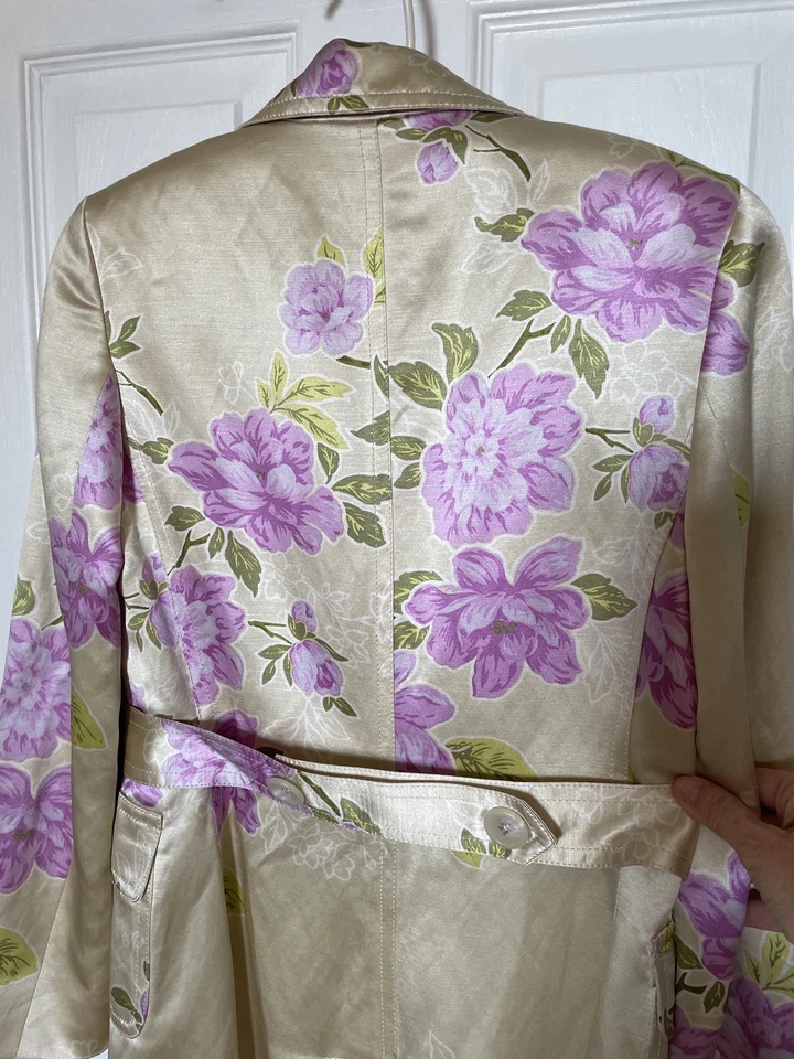 Abrigo Floral Dorado Mezcla Seda/Lino Banana Republic XS USADO EN EXCELENTE ESTADO Foto 4 de 4