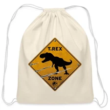 Jurassic World Warning Sign T-Rex Zone Cotton Drawstring Bag