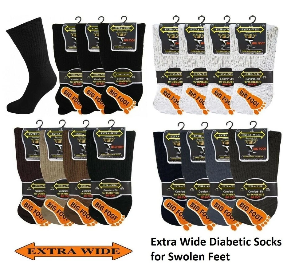 6/12 Pairs Mens Extra Wide Diabetic Socks Gentle Grip Comfort Top UK Size 11-14