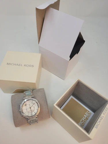 Orologio da donna Michael Kors Parker quadrante bianco cinturino acciaio bicolore MK6138