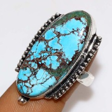 925 Silver Plated Turquoise Ring US 9 Seasonal Jewelry Limited Stock Deal GW