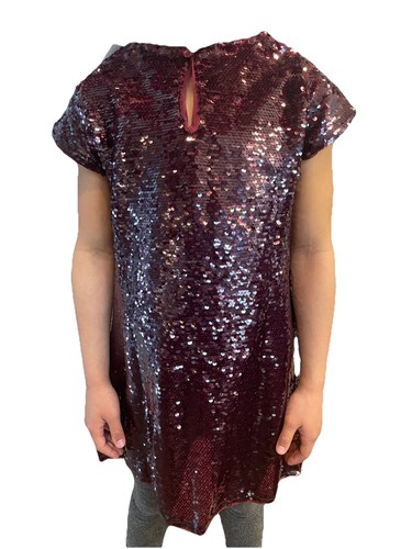 Neu - Zara Mädchen Kleid Pailletten Burgunderrot - Bild 2 von 4
