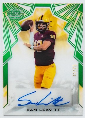 Sam Leavitt Auto 11/25 Green 2025 Leaf Trinity LSU Tigers Sun Devils Acetate