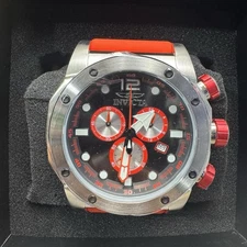 Invicta Mens Sea Hunter GEN IV 52mm Chronograph Black Dial Red Tone SS Watch