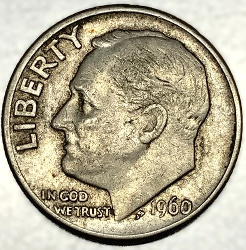 1960-D Roosevelt Dime - Circulated Condition - 90% Silver - US Coin - 3023