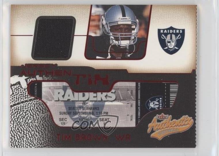2002 Fleer Authentix Jersey Authentix Ripped Tim Brown #JA-TB HOF 0c9g