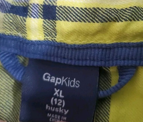 GAP Kids Flannel Button Up Shirt Yellow Plaid Boys Size XL (12 ) Husky - Picture 11 of 12