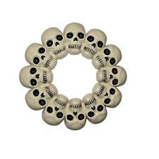 Skull Halloween Plastic Wreath Decoration Goth Dark 15 in