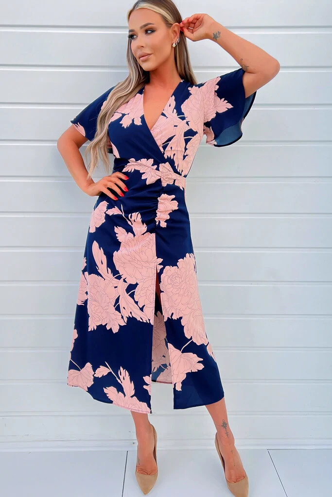 blue and pink dress for women Pink and Blue Gender Reveal Grenadine Backless V-neck Spaghetti Straps Maternity Maxi Dress Pleated for Evening Gown SeinDeal