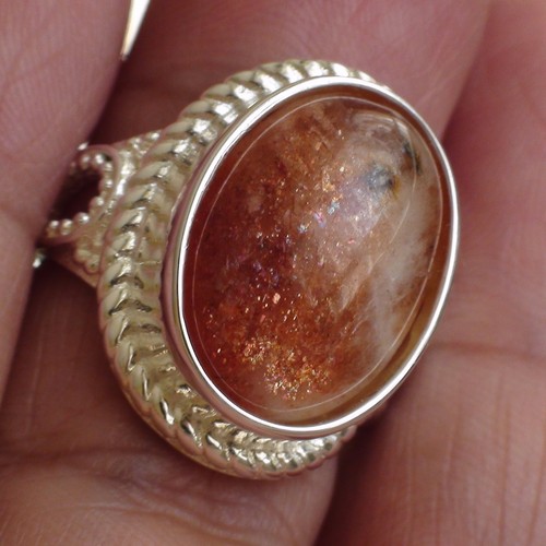 BEAUTIFUL! NATURAL SUNSTONE RING 925 STERLING SILVER. SIZE 7.25 - Picture 3 of 7