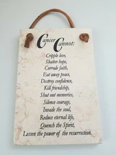 Marble Wall/Desk Plaque Cancer Hope Faith Spiritual Quote Get Well Gift